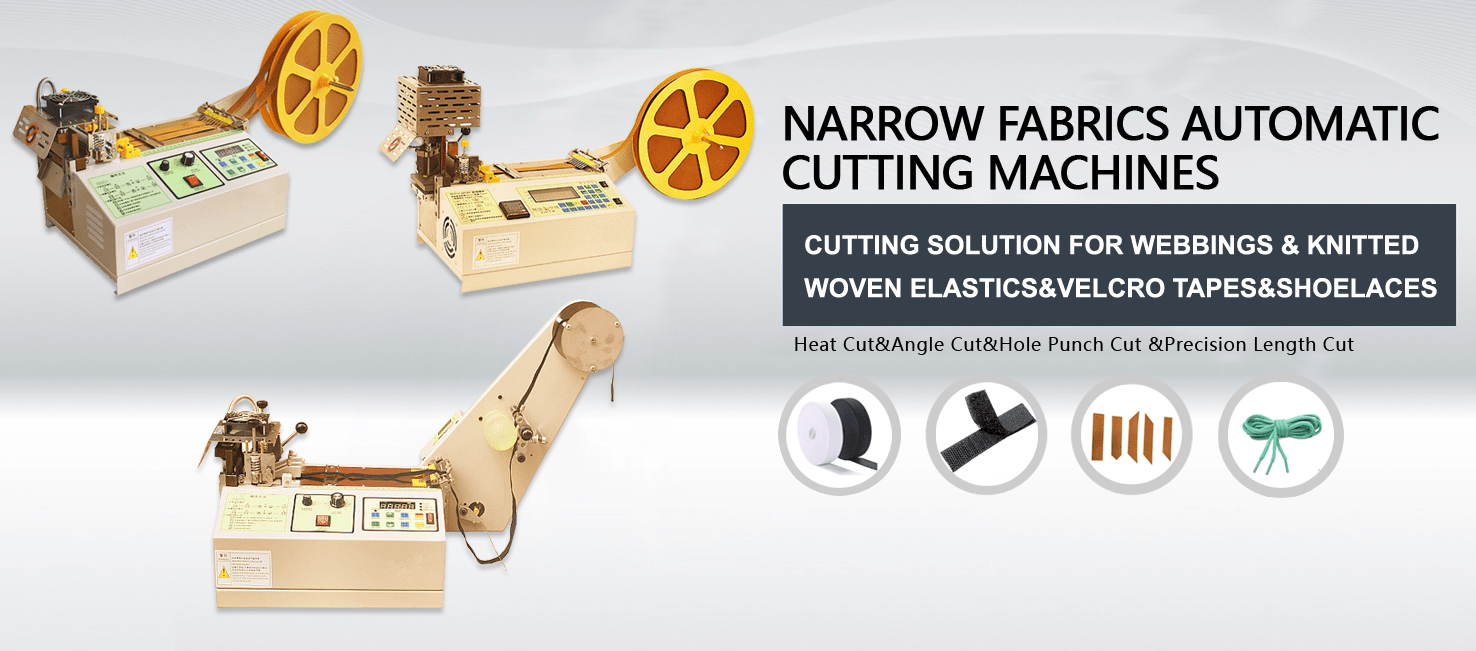 Webbing elastic rope label tape cutting machines